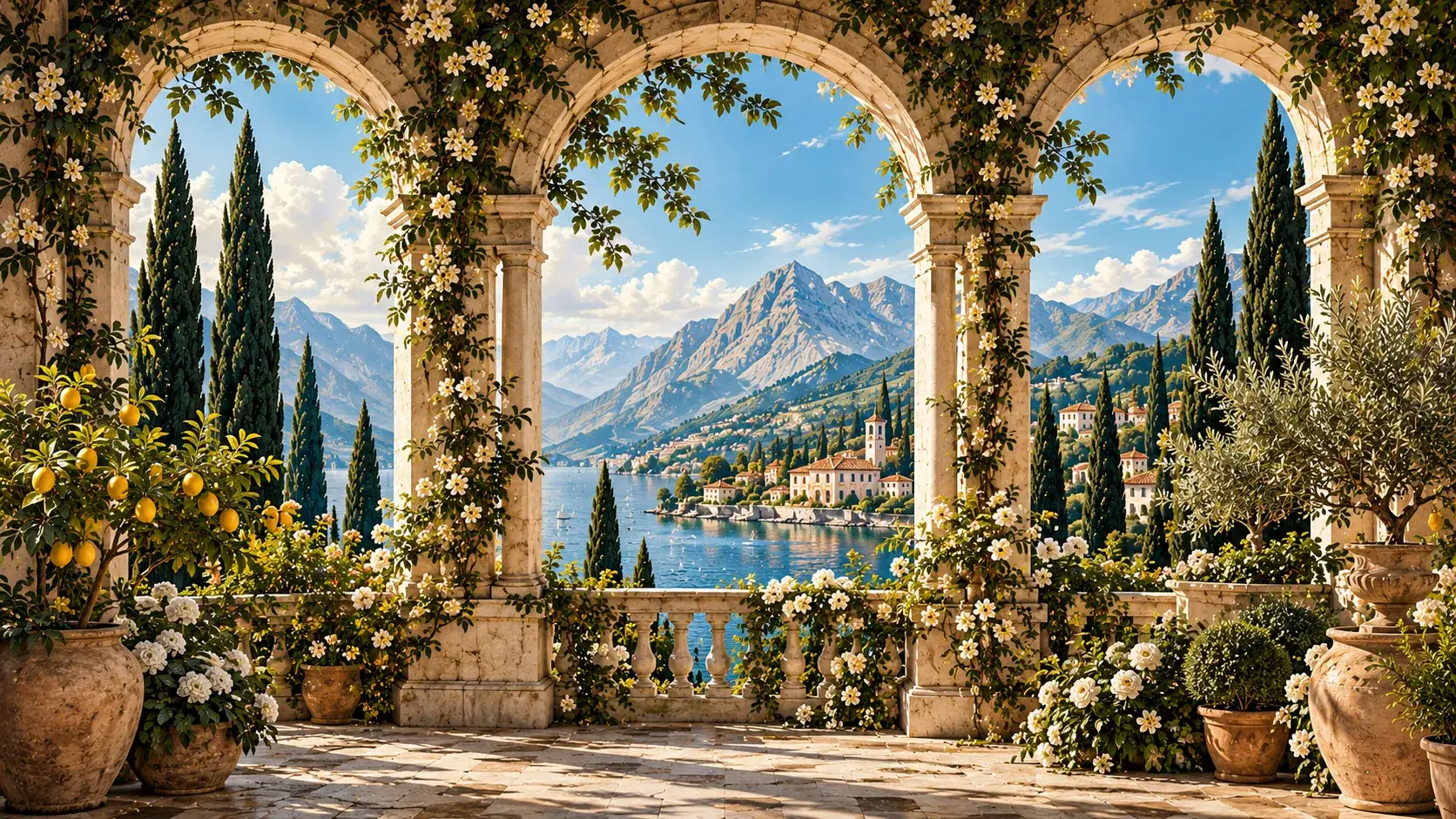 Lago di Como — wzór tapety Affresco