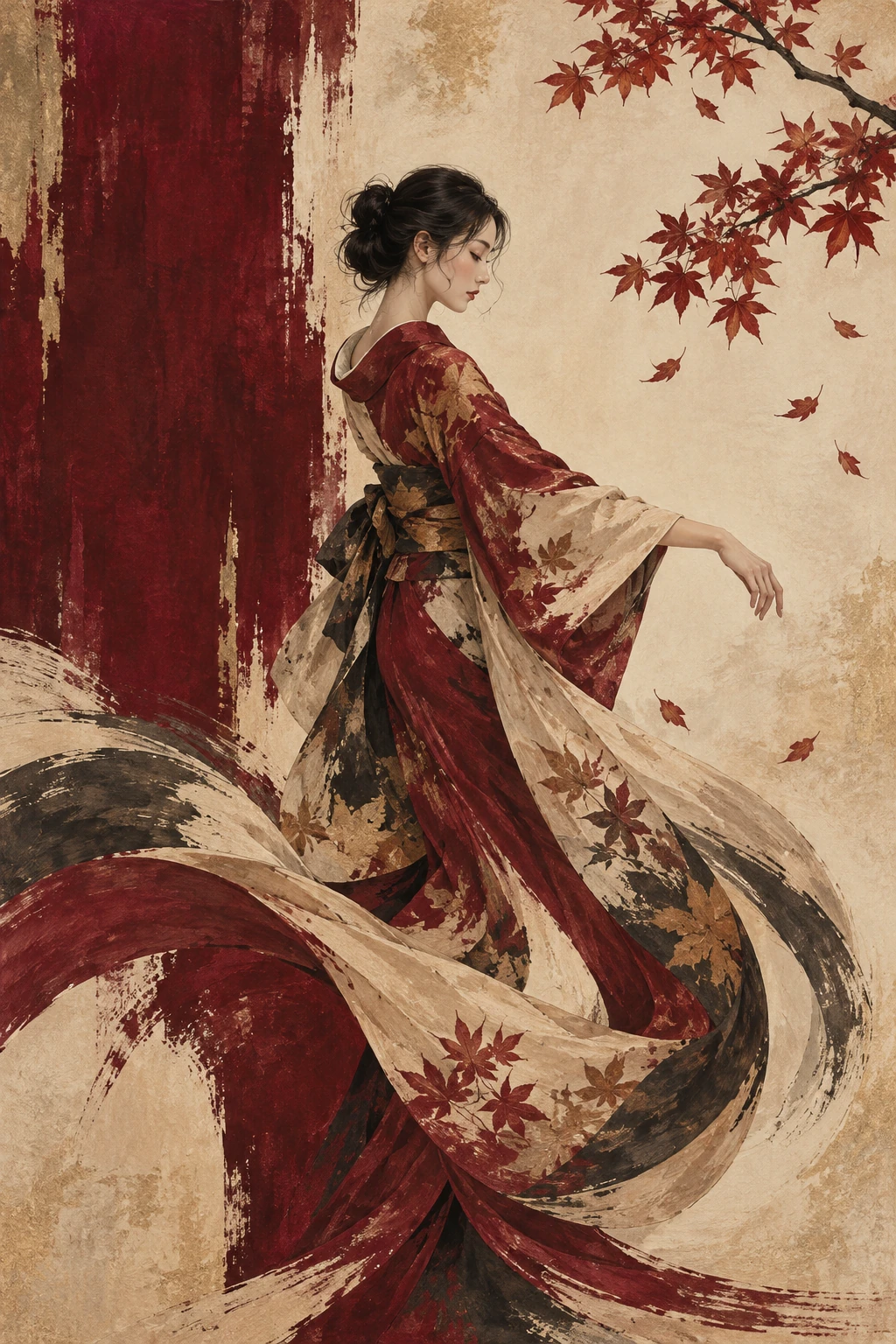 Tapeta akwarelowa AFFRESCO — Akane Momiji