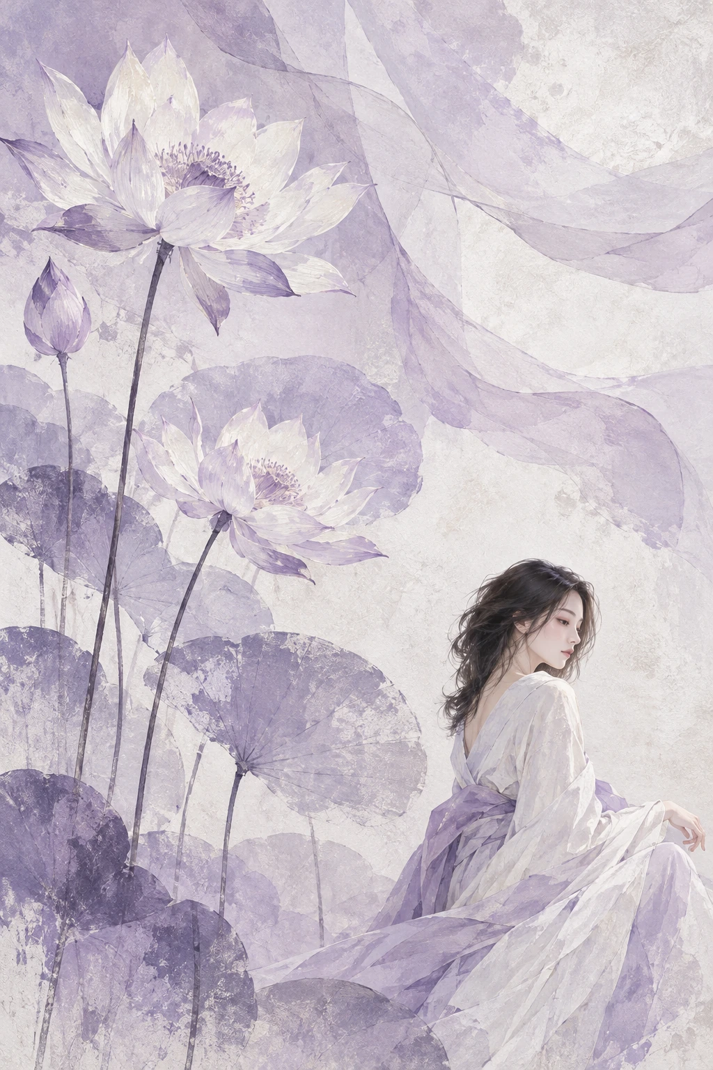 Tapeta akwarelowa AFFRESCO — Lotus Lilac