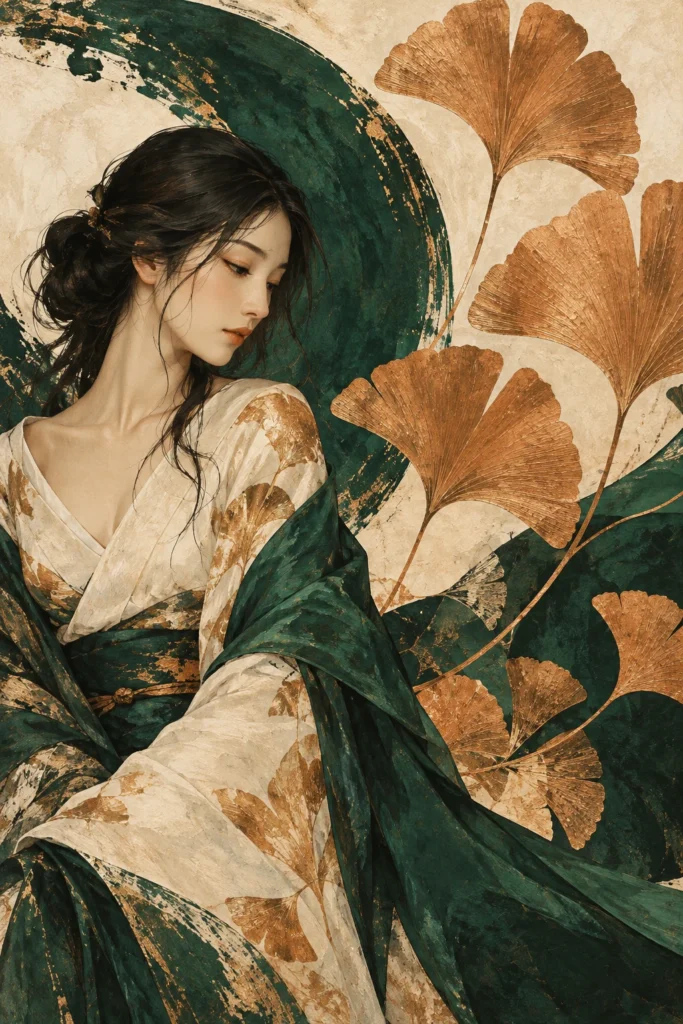 Tapeta akwarelowa AFFRESCO — Ginkgo Verde